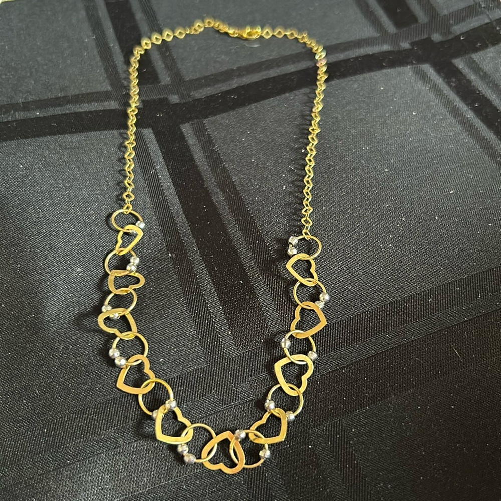 Gold and Silver Heart Circle Necklace New